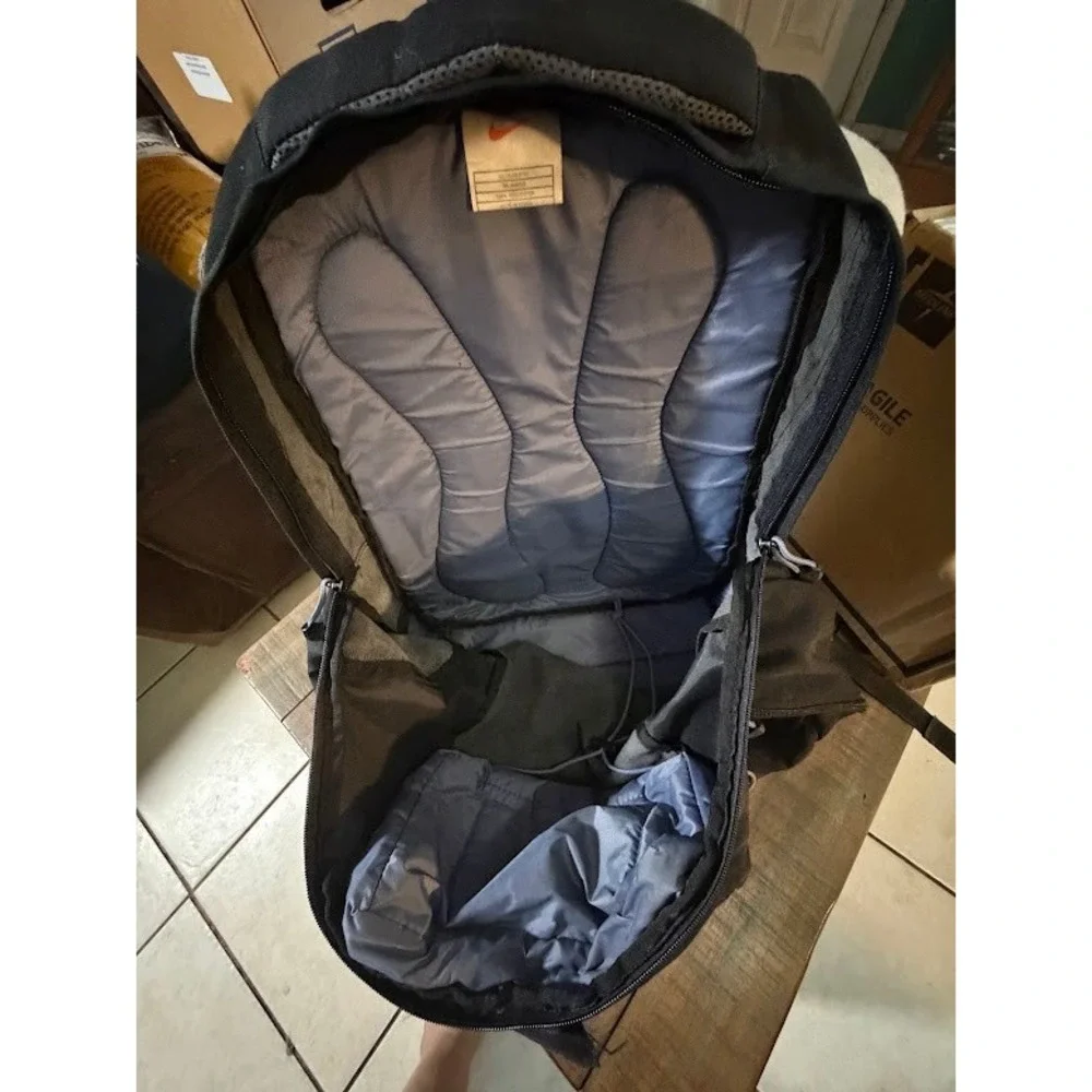 Vintage Nike Black Grey Padded Laptop Backpack Mesh Bungee RN 56323